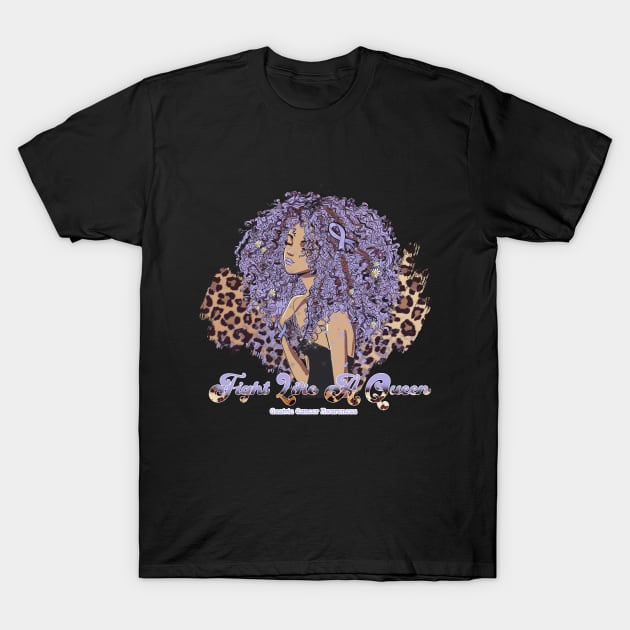 Gastric Cancer Awareness Black Girl Leopard Supporting gift for Gastric Cancer warrior T-Shirt by Susan chanel